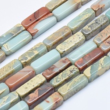 Honeyhandy Natural Aqua Terra Jasper Beads Strands, Cuboid, 13~14x4~4.5mm, Hole: 1mm, about 30pcs/strand, 15.7 inch(40cm)