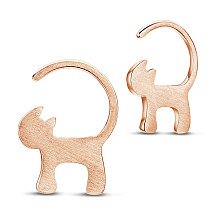 SHEGRACE 925 Sterling Silver Kitten Hook Earrings, Cat Silhouette, Rose Gold, 15x10mm