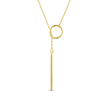 SHEGRACE 925 Sterling Silver Lariat Necklace, with Ring and Bar Pendant, Golden, 39.37 inch (100cm)