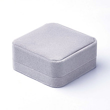 Honeyhandy Velvet Bangle Bracelet Boxes, Jewelry Gift Boxes, Square, Light Grey, 9x9.1x4.1cm