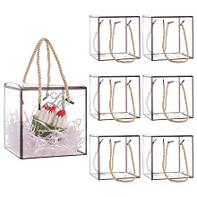 BENECREAT Transparent PVC Plastic Gift Box, with Polyester Cord, Square, Black, Finished Product: 12x12x12cm, about 3pcs/set