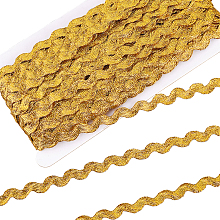 FINGERINSPIRE 27 Yards Woven Braid Trim 1/4 inch Wide Gold S Wave Pattern Metallic Polyester Ribbon with Fine Flash Bling Metallic Braid Trim Embellishment for Wedding Birthday Party Home Decor