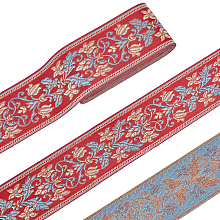 CHGCRAFT 5.47Yards 2.4Inch Wide Jacquard Ribbon Vintage Jacquard Ribbon Ethnic Style Jacquard Polyester Ribbons Embroidery Lace Trim Ribbon for DIY Wedding Sewing Dress Clothing Decor，Red