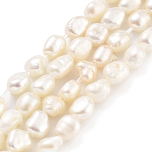 Natural Keshi Pearl Cultured Freshwater Pearl Beads Strands, Baroque Pearls, Two Sides Polished, Grade 3A, Old Lace, 3~4mm, Hole: 0.5mm, about 33pcs/strand, 7.09''(18cm)