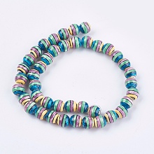 Honeyhandy Handmade Porcelain Beads, Round with Candy Strip, Colorful, 8x7.5mm, Hole: 2mm