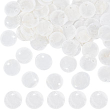 SUNNYCLUE 1 Box 100Pcs Shell Charms Seashell Charm Capiz Shells 15mm Flat Round Natural Seashell Slices Beads Coin Sea Ocean Summer Disc Charms for Jewelry Making Charm Wind Chime Earring Supplies