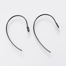 Honeyhandy 304 Stainless Steel Earring Hooks, with Vertical Loop, Electrophoresis Black, 25x14x4mm, Hole: 3mm, Pin: 0.7mm