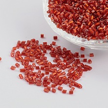 Honeyhandy 11/0 Two Cut Glass Seed Beads, Hexagon, Silver Lined Round Hole, Red, Size:  about 2.2mm in diameter, about 4500pcs/50g