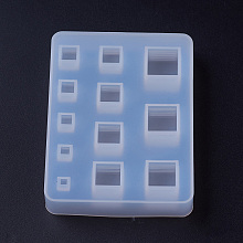 Honeyhandy Silicone Molds, Resin Casting Molds, For UV Resin, Epoxy Resin Jewelry Making, Square, White, 85.5x65x15.5mm, Cube: 3~14mm