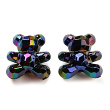 Honeyhandy UV Plating Acrylic Faceted Beads, AB Color Plated, Iridescent Bear, Black, 18.5x17x12mm, Hole: 2.2mm