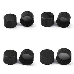 BENECREAT 56Pcs 4 Style Plastic Screw-On Caps, Bottle Jug Storage Cap Lids, Flat Round, Black, 20~30.5x15~17mm, Inner Diameter: 18~28mm, 14pcs/style