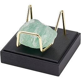 FINGERINSPIRE Stone Display Stand with Black PU Leather Base 2.7x2.7x2 inch Gold Metal Arm Display Stand Mineral Specimens Display Easel Holders for Rare Stones Gemstones Agates Rocks Crystal Ball