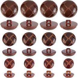 CHGCRAFT 100Pcs 3 Size 1-Hole Plastic Buttons Round Brown Plastic Imitation Leather Buttons Set for Blazer Suits Sport Coat Uniform Jacket Sewing Craft 25mm 20mm 15mm