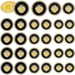 PandaHall Elite 24pcs Metal Blazer Button, 3 Size Antique Lion Buttons Single Hole Sewing Buttons Black Golden Shank Buttons for Men Women Clothing Suits Coats Uniform DIY Crafts, 18/20/23mm