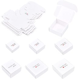 BENECREAT 24Pcs White Paper Box Handmade Love Box Square Bakery Box with 6 Mixed Size for Candy Soap Earring Ring Small Jewelry Favor Treat Boxes