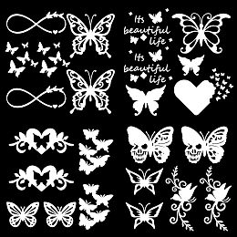 GORGECRAFT 4 Sheets Vinyl Butterfly Car Decals Butterfly Silhouette Stickers Self Adhesive Reflective Sticker Wall Decal Waterproof Automotive Exterior Decoration for SUV Truck Motorcycle, Silver