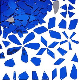 PandaHall Elite 144pcs Sew on Mirror Rhinestones, 8 Shapes Irregular Sew on Acrylic Mirrors Colorful Blue Mirror Tiles Mirror Loose Beads for Costume Evening Dress Clothing Hallween Wedding Decoration