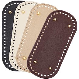 PandaHall Elite 4pcs Bag Bases for Crochet, 4 Colors Leather Bag Bottom Oval Bag Bottom Pad Knitting Crochet Base Purse Bottom with Holes for Handbag Purse Tote Shoulder Crossbody Bag, 8.7x4inch