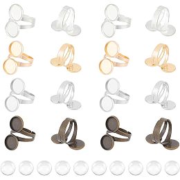 UNICRAFTALE 16Sets 3 Colors DIY Cuff Ring Making Kit Size 9~11 Open Cuff Ring Bezel Tray Brass Cuff Finger Ring Cabochon Ring Bases Metal Cuff Pad Rings for Ring Making