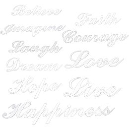 SUPERFINDINGS 37pcs 10 Style Silver Acrylic Mirror Wall Stickers with Adhesive Back Word Love Live Laugh for Home Office School Teen Dorm Room Mirror Wall Decoration