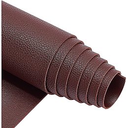 BENECREAT 11.5"x 53" Brown Double Side PU Faux Leather Litchi Leather Repair Texture Leather Sheet for DIY Sewings, Handbag