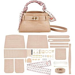 WADORN DIY Handbag Making Kit, PU Leather Crossbody Purse Making Set Hand Sewing Shoulder Bag Complete Materials Set Handmade Tote Bag All Materials Accessories for Craft Lovers Gifts, Khaki