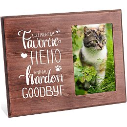 FINGERINSPIRE 4x6 Inch Pet Memorial Picture Frame Natural Wood Photo Frame Rectangle Frame with You were My Favorite Hello and My Hardest Goodbye Words