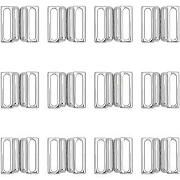 CHGCRAFT 12Sets Metal Bra Strap Hooks Bathing Suit Replacement Clasps Alloy Bikini Clips for Bra Clasp Replacement Part Lingerie Front Closure, Platinum, 18.5x17.5x4mm