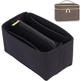 WADORN Felt Purse Organizer Insert, 2 Sizes Large Capacity Storage Bag Removal Inner Bag Multiple Compartments Bag Insert Soft Tote Bag Organizer Insert for Make-up Tote Storage Bag, Black