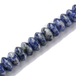 Natural Blue Spot Jasper Beads Strands, Disc, 12x5.5~6.5mm, Hole: 1.2mm, about 33pcs/strand, 7.80~8.82 inch(19.8~22.4cm)