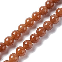 Natural Jade Imitation Hetian Jade Beads Strands, Dyed, Round, Saddle Brown, 8mm, Hole: 1mm, about 46pcs/strand, 15.08''(38.3cm)