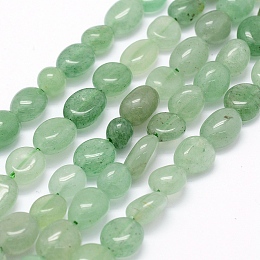 Honeyhandy Natural Green Aventurine Beads Strands, Oval, 5~12x6~9x4~7mm, Hole: 1mm, about 50~53pcs/strand, 15.3 inch~15.7 inch