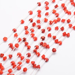 Honeyhandy Natural Carnelian Beads, Rose, 8x6~7mm, Hole: 1mm