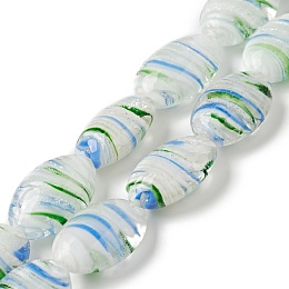 Handmade Lampwork Beads Strands, Oval, WhiteSmoke, 25x16.5x10.5mm, Hole: 1.2mm, about 15pcs/strand, 14.37 inch(36.5cm)