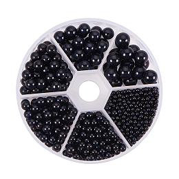 PandaHall Elite About 1113 Pieces 6 Sizes No Holes/Undrilled Imitated Pearl Beads for Vase Fillers, Wedding, Party, Home Decoration, Black