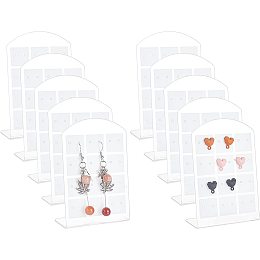 PandaHall Elite 10pcs Earring Display Rack, PVC White Ear Stud Holder Organizer Earring Stand Display L-Shape Ear Studs Organizer Jewelry Showcase Rack for Earring Shows, 24 Holes, 2.5x3.7inch