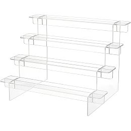 4-Tier Clear Acrylics Display Riser Shelf, Figure Display Stand Organizer Clear Cupcake Desserts Holder for Collectibles Action Figures Minifigure Makeup11.73 L x 7.87 W x 8.03 H Inches