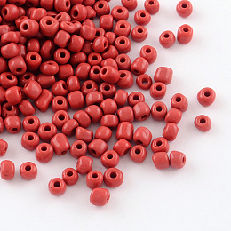 Honeyhandy Glass Seed Beads, Opaque Colours Seed, Small Craft Beads for DIY Jewelry Making, Round, Crimson, 3mm, Hole:1mm, about 10000pcs/pound