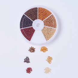 Honeyhandy Autumn Theme, Grade A Round Glass Seed Beads, Silver Lined, Mixed Color, 2x1.5mm, Hole: 0.3mm, about 360~400pcs/color, 6colors, about 2160~2400pcs/box