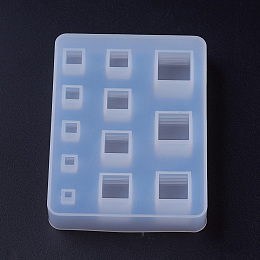 Honeyhandy Silicone Molds, Resin Casting Molds, For UV Resin, Epoxy Resin Jewelry Making, Square, White, 85.5x65x15.5mm, Cube: 3~14mm