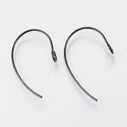 Honeyhandy 304 Stainless Steel Earring Hooks, Ear Wire, with Vertical Loop, Electrophoresis Black, 25x14x4mm, Hole: 3mm, Pin: 0.7mm