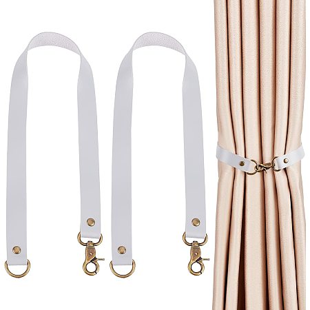 GORGECRAFT 2 Pack Leather Curtain Tiebacks European Style Tie Backs Made Curtain Rod Holders Window Treatment Holdbacks Leather Drapery Holdbacks with Metal Hooks for Office Living Room(Grey)