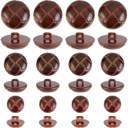 CHGCRAFT 100Pcs 3 Size 1-Hole Plastic Buttons Round Brown Plastic Imitation Leather Buttons Set for Blazer Suits Sport Coat Uniform Jacket Sewing Craft 25mm 20mm 15mm