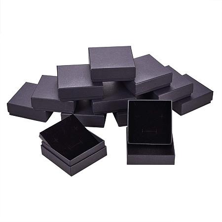 BENECREAT 12 Pack Kraft Square Cardboard Jewelry Boxes Necklace Ring Earring Kraft Box for Jewelry Set, 3.94 x 3.94 x 1.38 Inches, Black