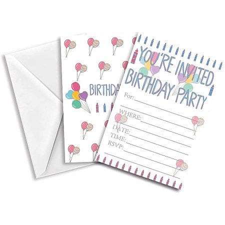 ARRICRAFT Invitations with Envelopes 30 Sheet Fill-in Colorful Birthday Party Theme Invites Wedding Invitation Kit for Wedding, Bridal Shower, Baby Shower, Birthday Invitations, 15x10 cm