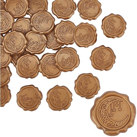 CRASPIRE Adhesive Wax Seal Stickers 25PCS Moon Stars Self- Adhesive Wax Seals Decorative Stamp Stickers Envelope Stickers for Decor Wedding Invitation Envelopes Scrapbook Party Gift-Dark Goldenrod