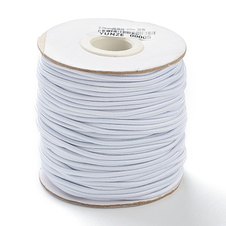 Honeyhandy (Defective Closeout Sale: Spool Mildew), Round Elastic Cord, with Nylon Outside and Rubber Inside, White, 2mm, about 40m/roll