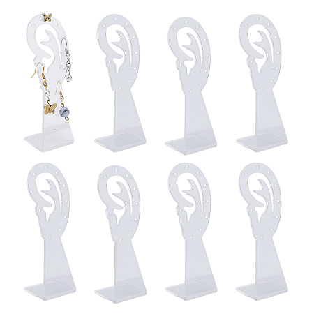 SUPERFINDINGS 8Pcs Acrylic Earrings Display Holder Ear Shape Countertop Hanging Jewelry Organizer Ear Studs Display Rack for Jewelry Display Supplies Hanging, Hole:0.25cm