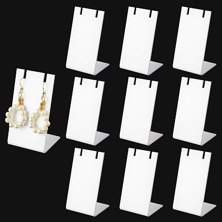 Honeyhandy Acrylic Earring Display Stands, Rectangle, White, 3.6x4.5x7.7cm