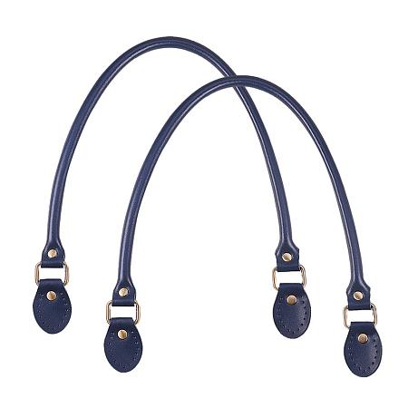 PandaHall Elite 2 Pcs 24.2 Inches Leather Purse Handles Handbags Shoulder Bag Strap Replacement with Alloy Clasps for Purses Making Supplies, Marine Blue